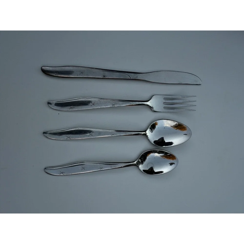 Lot of 4 Mar-Crest Starburst Stainless Steel Flatware 7